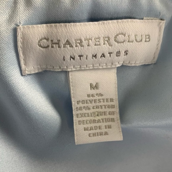 Charter Club Long Lawn Satin Nightgown Blue Modest Lace Ribbon Womens M Sleeve - Picture 5 of 17